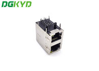 1000 Base - T Stacked 2 Port RJ45 Module Jack With LED 10PIN