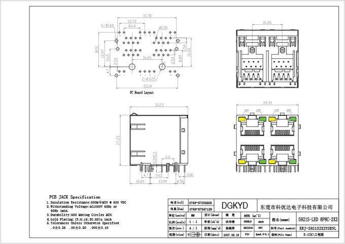 Metaal Beschermd dubbel dek 4 van 2X2 havenrj45 schakelaars zonder transfomer