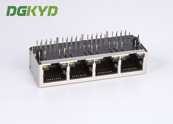 4 Port RJ45 Multiple Port Connectors With 100M Magnetics Module