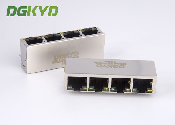 4 Port RJ45 Multiple Port Connectors With 100M Magnetics Module