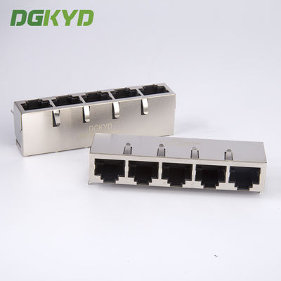 PCB Mount 1x5 Shield Five Ports RJ45 Connector Multiple Port Lan Modular Jacks