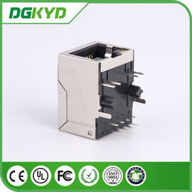 China supplier KRJ-B002GYLNL metal shielded single port cat5 magnetic rj45 connector with LED