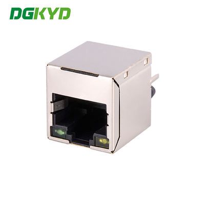 KRJ-181NL 180 Degree Cat5e Rj45 Connector Vertical Mesh Outlet Socket RoHS With Internal Magnetics And LED