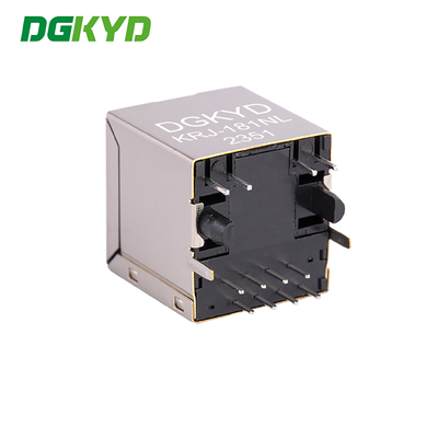 KRJ-181NL 180 Degree Cat5e Rj45 Connector Vertical Mesh Outlet Socket RoHS With Internal Magnetics And LED