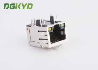 100M Tab Down Shield single port CAT5 RJ45 network JACK with filter, G/Y LEDS