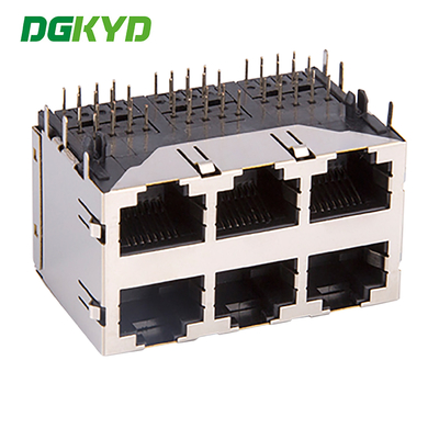 DGKYD59212388HWA1DY1A062 RJ45 multi port shielded connector without light 8P8C Ethernet socket without isolation spring