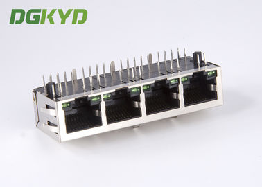 Offset 4 Port 100Mb Magnetic RJ45 Jack With Transformer Cat5 Ethernet Connector