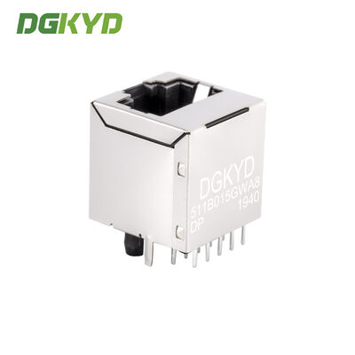Customized single port vertical RJ45 Modular Jack PCB Mount PoE ethernet connector DGKYD511B015GWA8DP