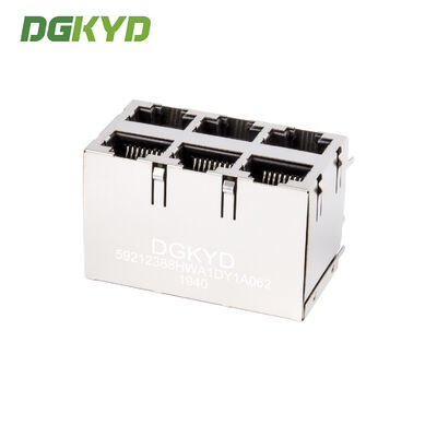 DGKYD59212388HWA1DY1A062 RJ45 multi port shielded connector without light 8P8C Ethernet socket without isolation spring