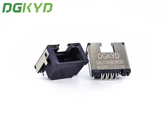 SMT Single Port RJ45 Shielded Connector G / Fu RJ45 Socket Connector 8 Pin Sinking Plate 4.3