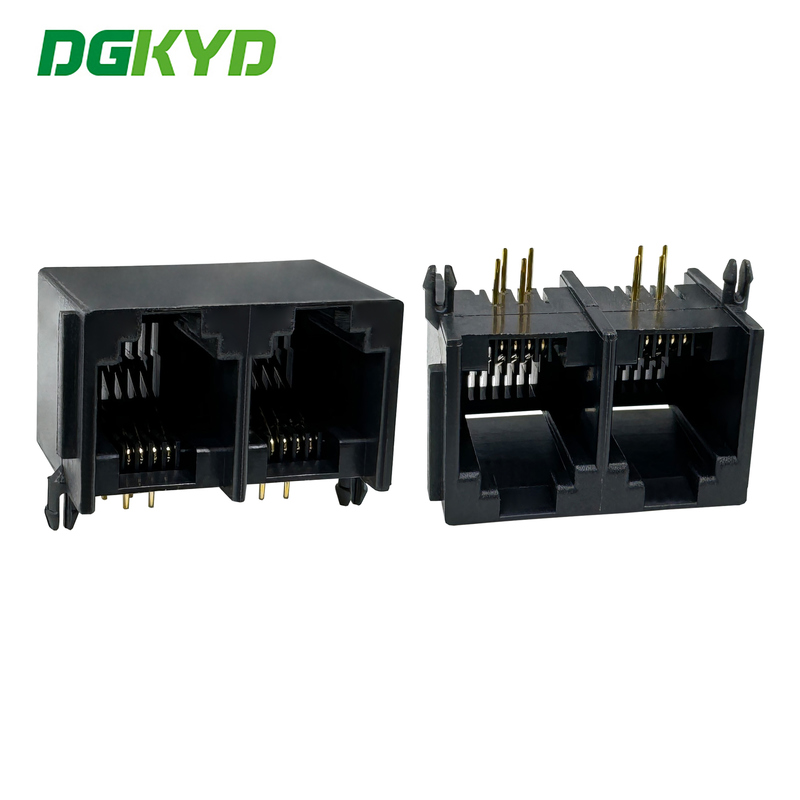 RJ11 Ethernet port connector 1X2 with ear interface 6P6C DGKYD5523E1266IWA1DY4