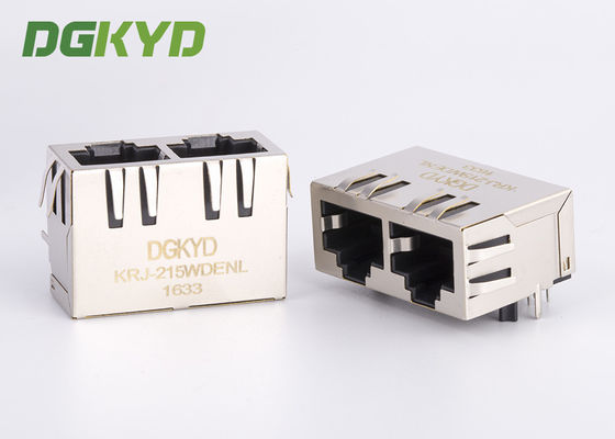 Magnetische Modulaire Jack Cat 5e Rj45 de Hoeksteenschakelaar van Tab Down Ganged Double Port