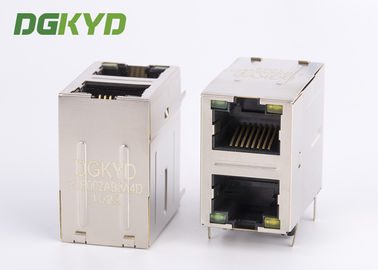 8P8C Cat5/5e 100Mb stapelde 2 Haven RJ45 Jack Combo With Transformer
