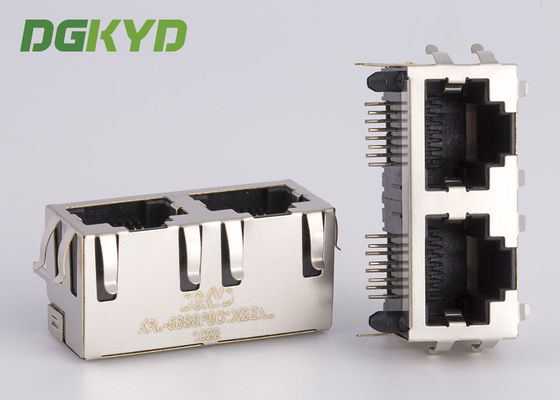 KRJ - 56S8P8C1X2ENL-het Metaal beschermde 2 Haven Rj45 Vrouwelijk Jack No LEDS Tab Up