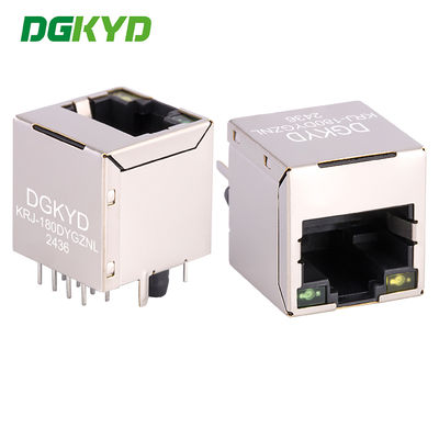 KRJ-180DYGZNL Verticale RJ45 connector, RJ45 Ethernet connector met interne magnetische transformator
