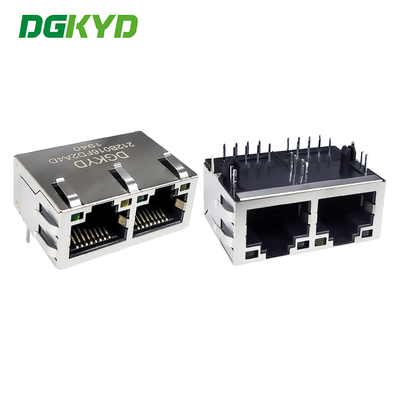RJ45 Ethernet-poortconnector 8P8C met lichtstrookbescherming met dubbele poort horizontale stopcontact DGKYD212B016FD2A4D