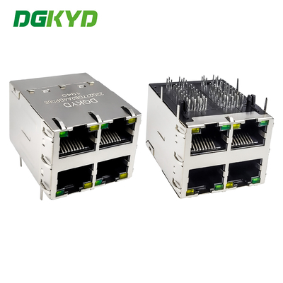 RJ45 gestapelde interface 2X2 Ethernet-aansluiting met lichtstrookbescherming POE Gigabit-connector DGKYD22Q277DB2A4DP068 (POE+)