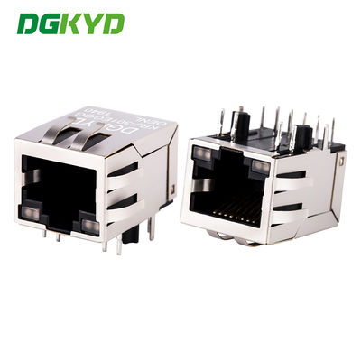 Dual-color lamp horizontale netwerkpoort KRJ-301EGOGOENL Gigabit RJ45 communicatie connector met lamp en veer clip