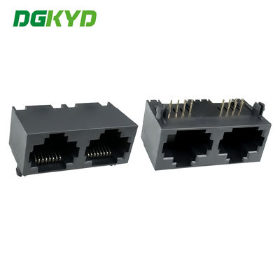 Netwerk RJ45 vrouwelijke stopcontact volledig kunststof netwerkpoort connector 8P8C dubbele poort DGKYD561288IWA1DY1