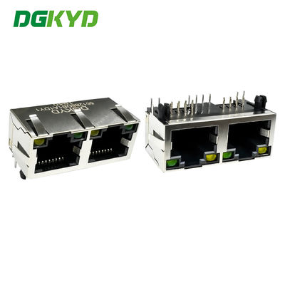 RJ45 horizontale interface 8P8C met licht, afscherming veer, ronde naald mesh poort DGKYD561288DB1A1DY1