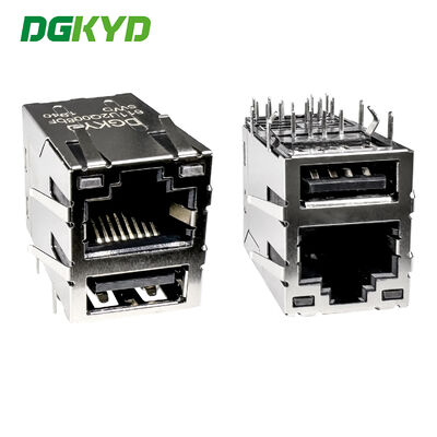 RJ45+USB2.0-netwerkconnector met licht- en afschermingsinterface-uitlaat DGKYD611U2Q008DF5WD