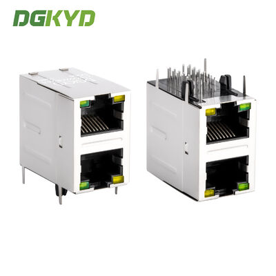 100 Base-T gestapelde 2 poort RJ45 Jack-module met magnetisch rechthoek Ethernet-filter