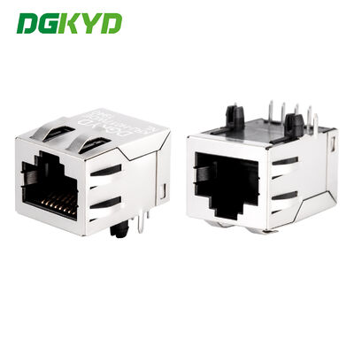 Afgeschermde RJ45-PCB-connector met één poort en transformator voor Megabit Ethernet