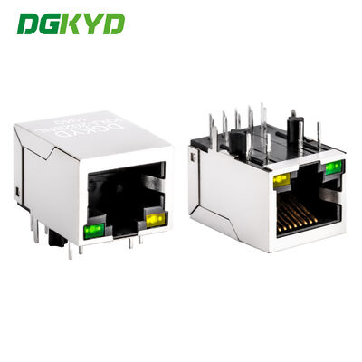 Single Port Gigabit Ethernet 10 Pins PCB Shielded RJ45 modulaire aansluiting met groene/gele LED