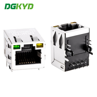 RJ45 modulaire aansluiting met goudgeplatte 6u Single Port en LED voor PCB-toepassingen