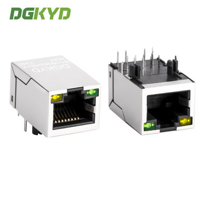 100 Mbps afgeschermde RJ45 Ethernet-connector met geïntegreerde transformator en LED-indicatoren