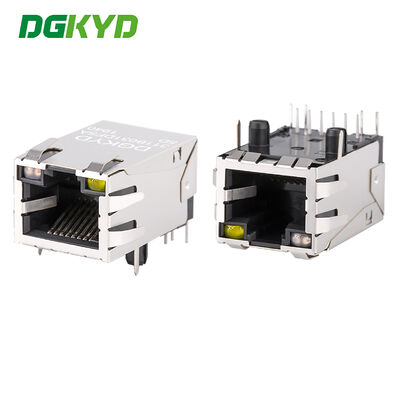 PA66 RJ45 Connector 25,8 mm RJ45 Jack met 6U Goudplating Afgeschermde PCB Ethernet Connector