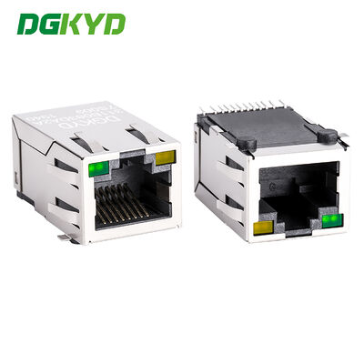 SMT enkele poort RJ45 afgeschermde connector met LED metalen afgeschermde RJ45 modulaire jack